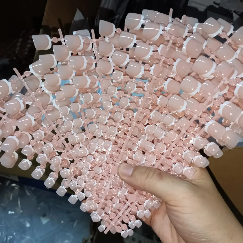 120pcs Square ToeNail Tips - Short French Tip Press On Toenails Pink Soft Gel Toe Nail Tips Full Cover Fake Toe Nail Extensions