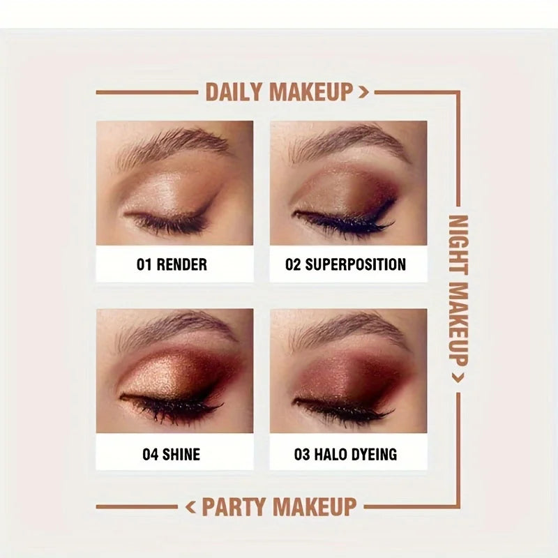 Dynamic Waterproof Eye Shadow Palette - Glitter Eyeshadow Pearlescent Highlighter Powder for Bright Shiny Makeup Look