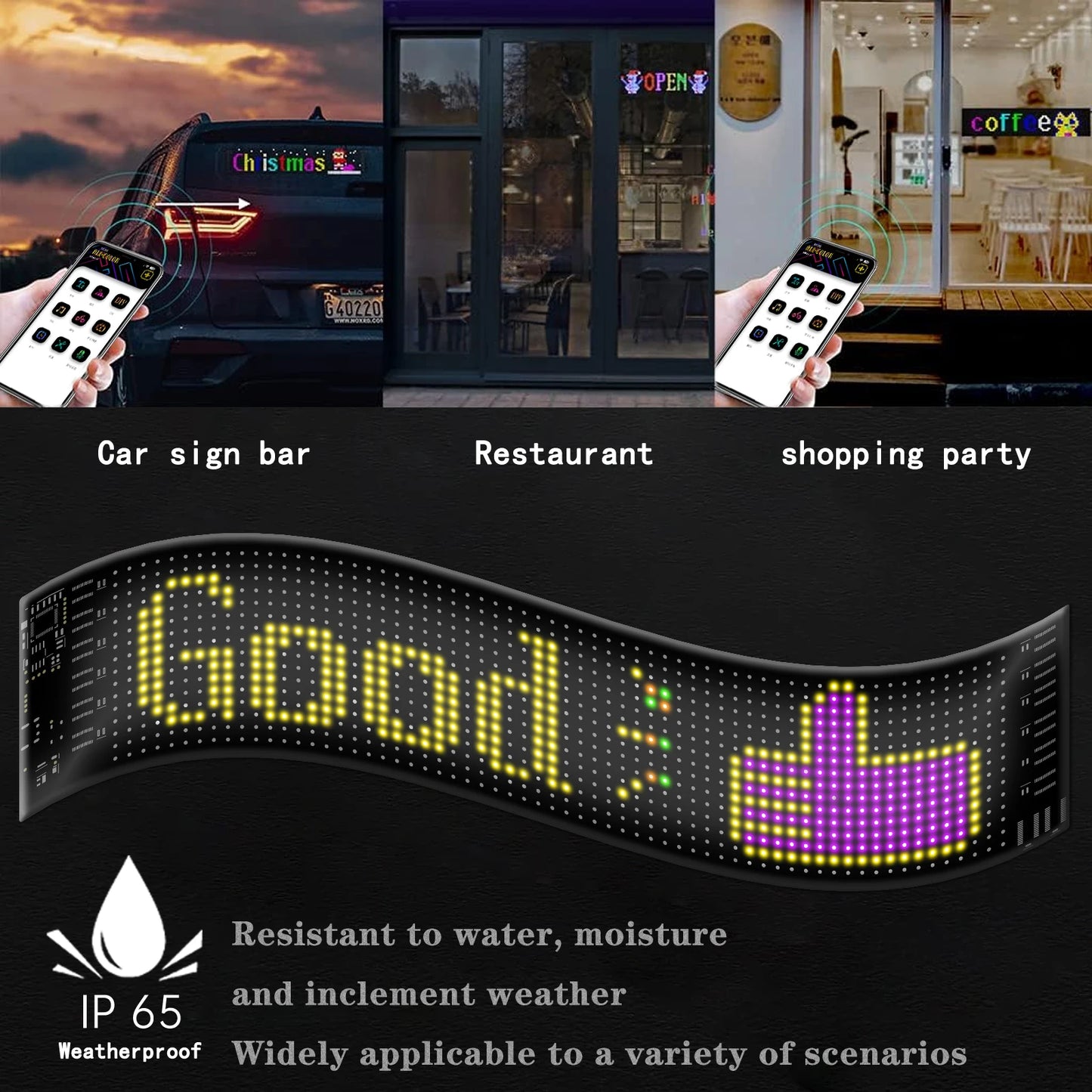 Truck LED Matrix Pixel Panel Display Screen Flexible RGB USB 5V Car Pattern Graffiti Text Projector Animation Shop Reminder Bar
