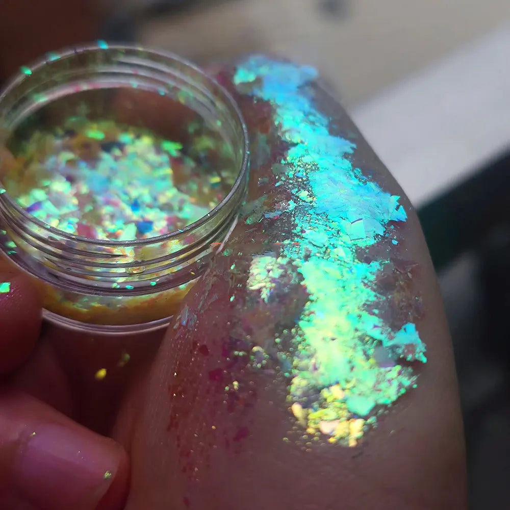 Sparkly Chameleon Nail Opal Flakes Magic Mirror Aurora Thick Nail Sequins Pigment Eye shadow Colorshift Mermaid Nail Chrome Dust