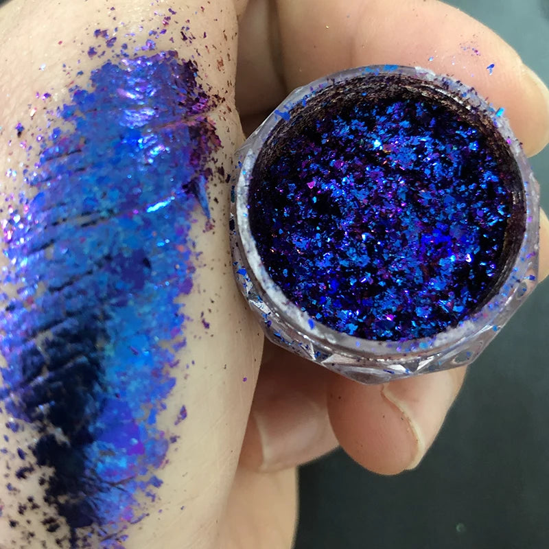 Sparkly Chameleon Nail Opal Flakes Magic Mirror Aurora Thick Nail Sequins Pigment Eye shadow Colorshift Mermaid Nail Chrome Dust