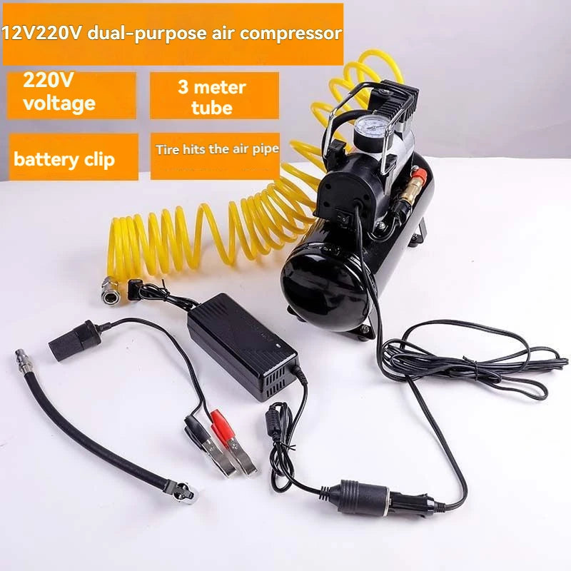 Car mounted air pump 12V/220V 2.5L/4L portable tire inflator electric motorcycle air pump small air compressor