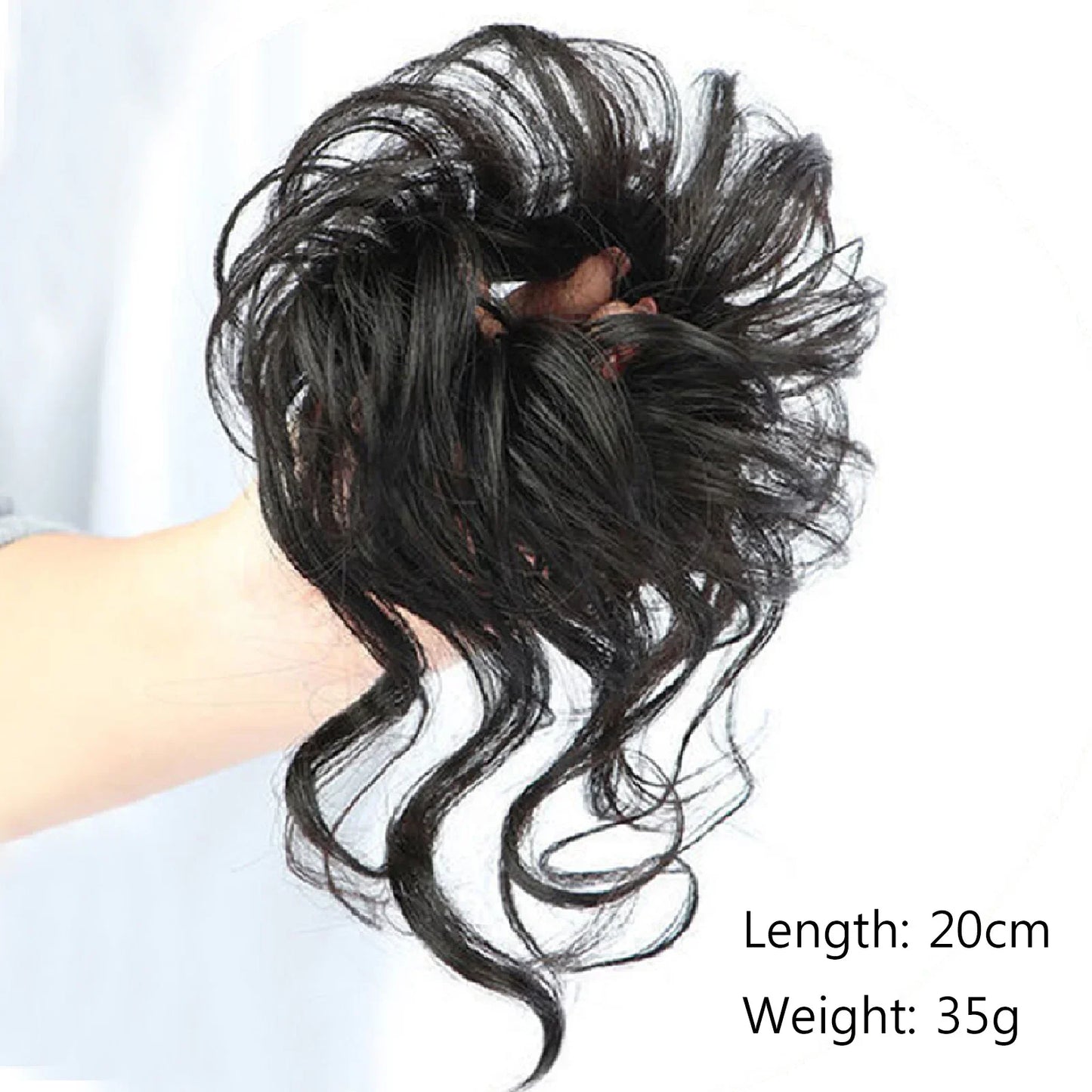 Synthetic Messy Fluffy Hair Bun Tousled Hairpiece Elastic Band Chignon Scrunchie Ponytail Extensions Hair Bow for women 편발