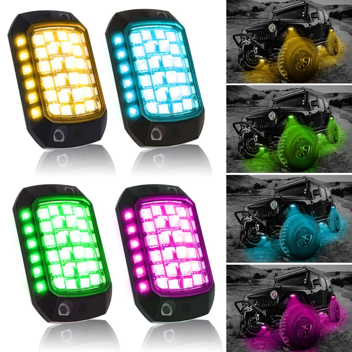 4/8/12 in 1 RGB Car LED 3D Lens Off-road Chassis Decorative Light  APP Remote Control Ambient Light Car Underglow Chassis Light
